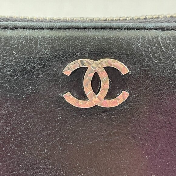 Chanel Zip Around Long Wallet Black Leather with CC Logo - Picture 2 of 10